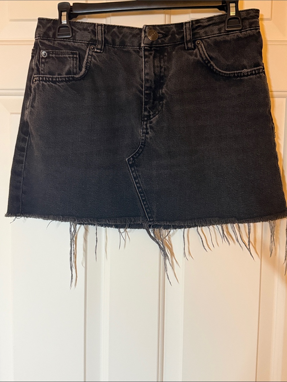 BDG Black Frayed Hem Denim Mini Skirt